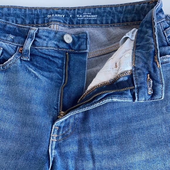 Old Navy O.G. High-Waisted O.G. ripped distressed blue jeans button close - Picture 9 of 16